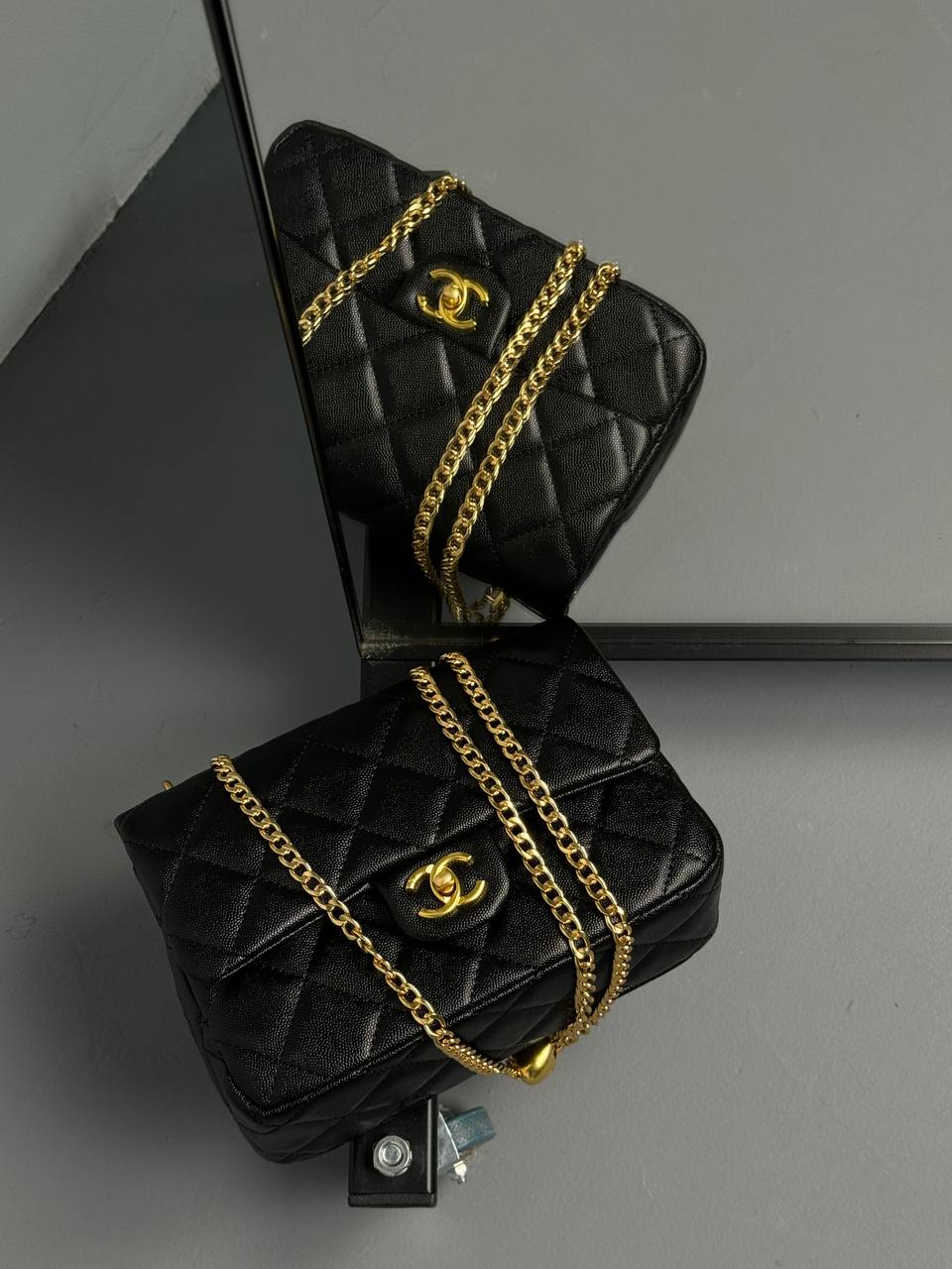 Chanel Classic 1.55 Small Single Flap in Black/Gold - 2