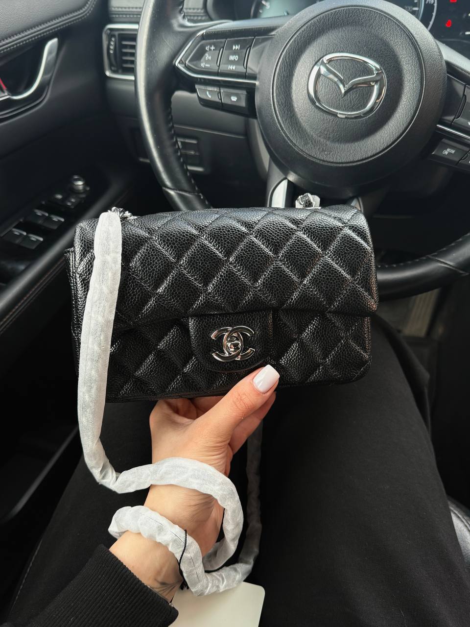 Chanel Classic 1.55 Small Single Flap in Black/Silver - 5