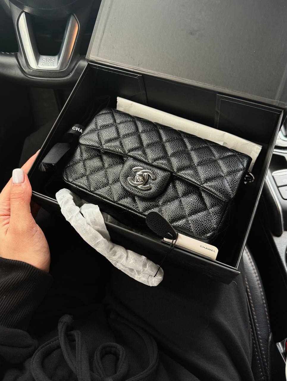 Chanel Classic 1.55 Small Single Flap in Black/Silver - 6