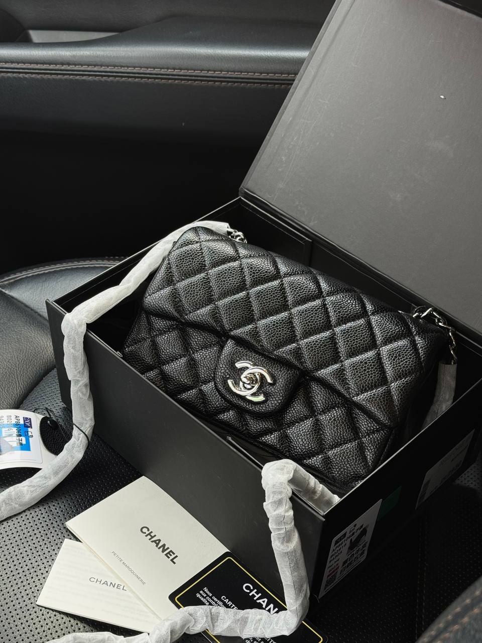Chanel Classic 1.55 Small Single Flap in Black/Silver - 7