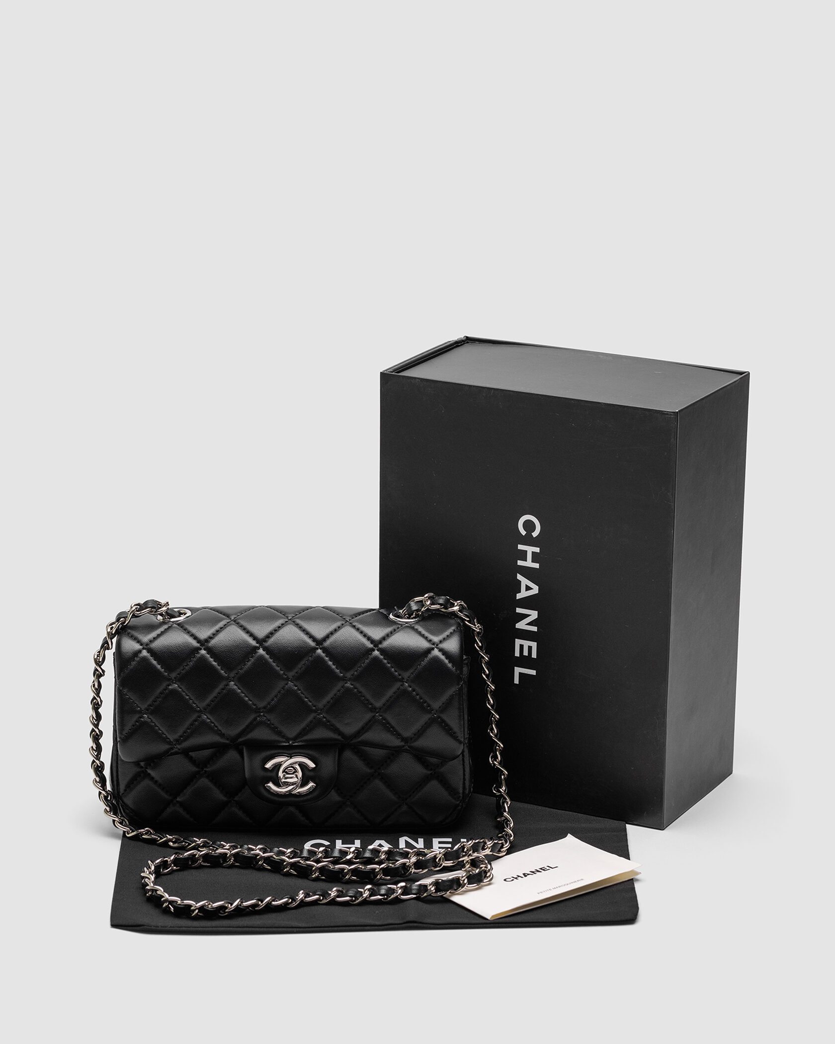 Chanel Classic 1.55 Small Single Flap in Black/Silver - 2