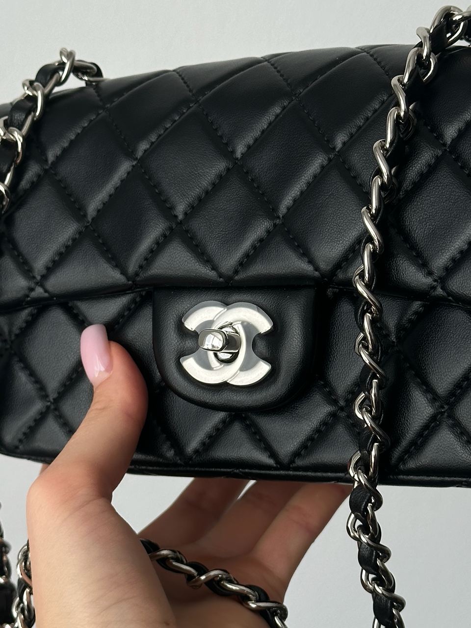 Chanel Classic 1.55 Small Single Flap in Black/Silver - 5