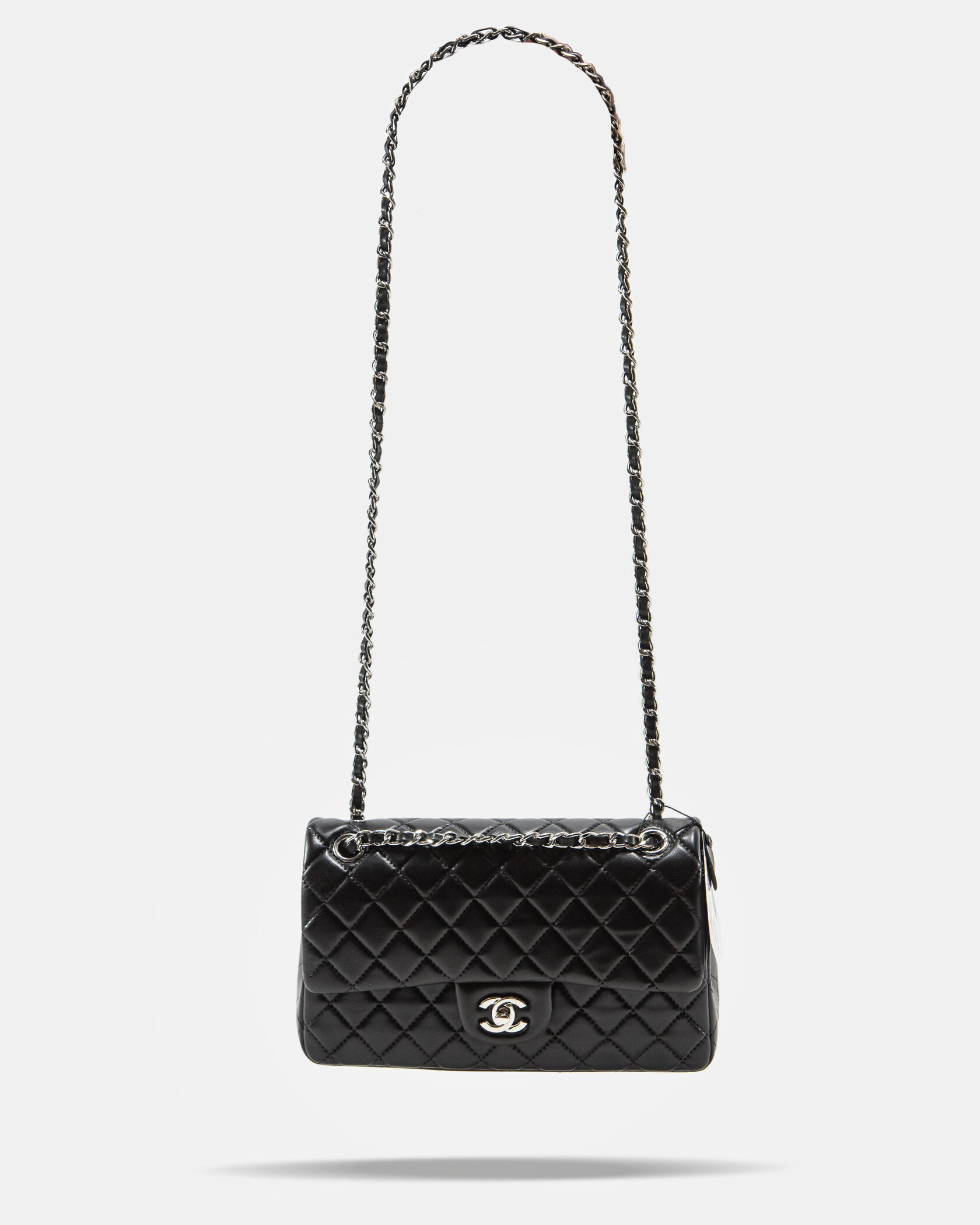 Chanel Classic 2.55 Medium Double Flap in Black/Silver - 5