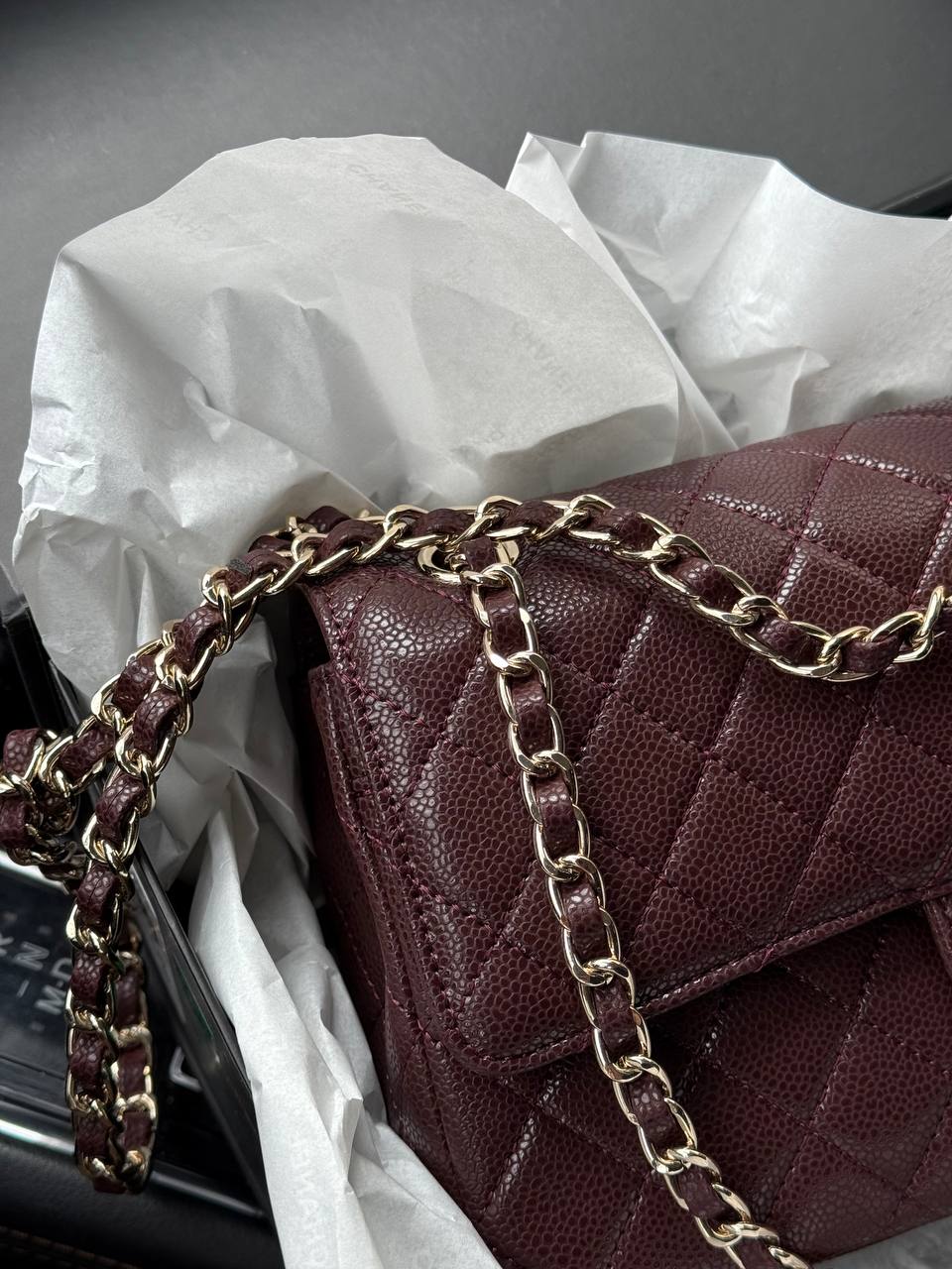 Chanel Classic 2.55 Medium Double Flap in Burgundy/Gold - 12