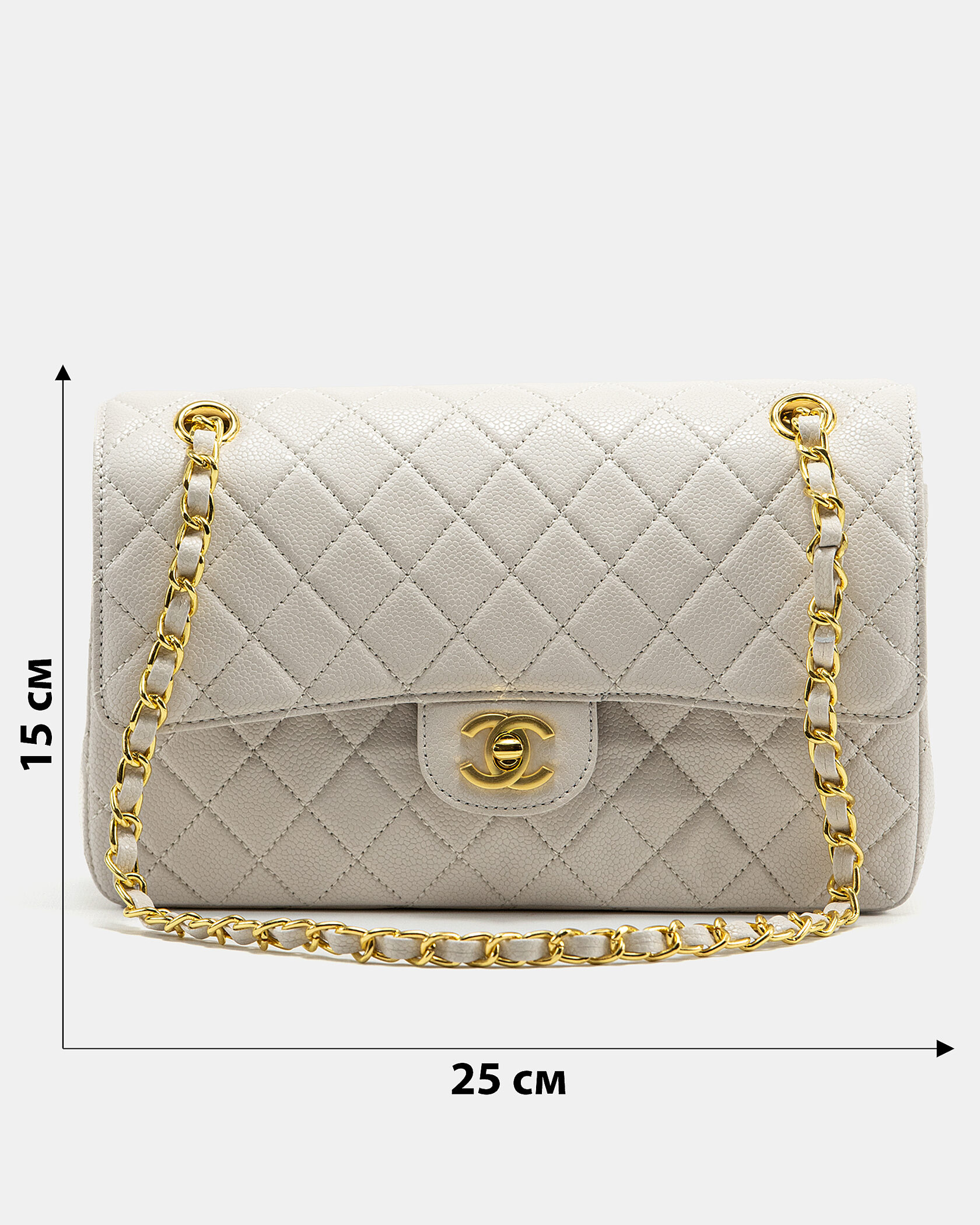 Chanel Classic 2.55 Medium Double Flap in White/Gold - 3