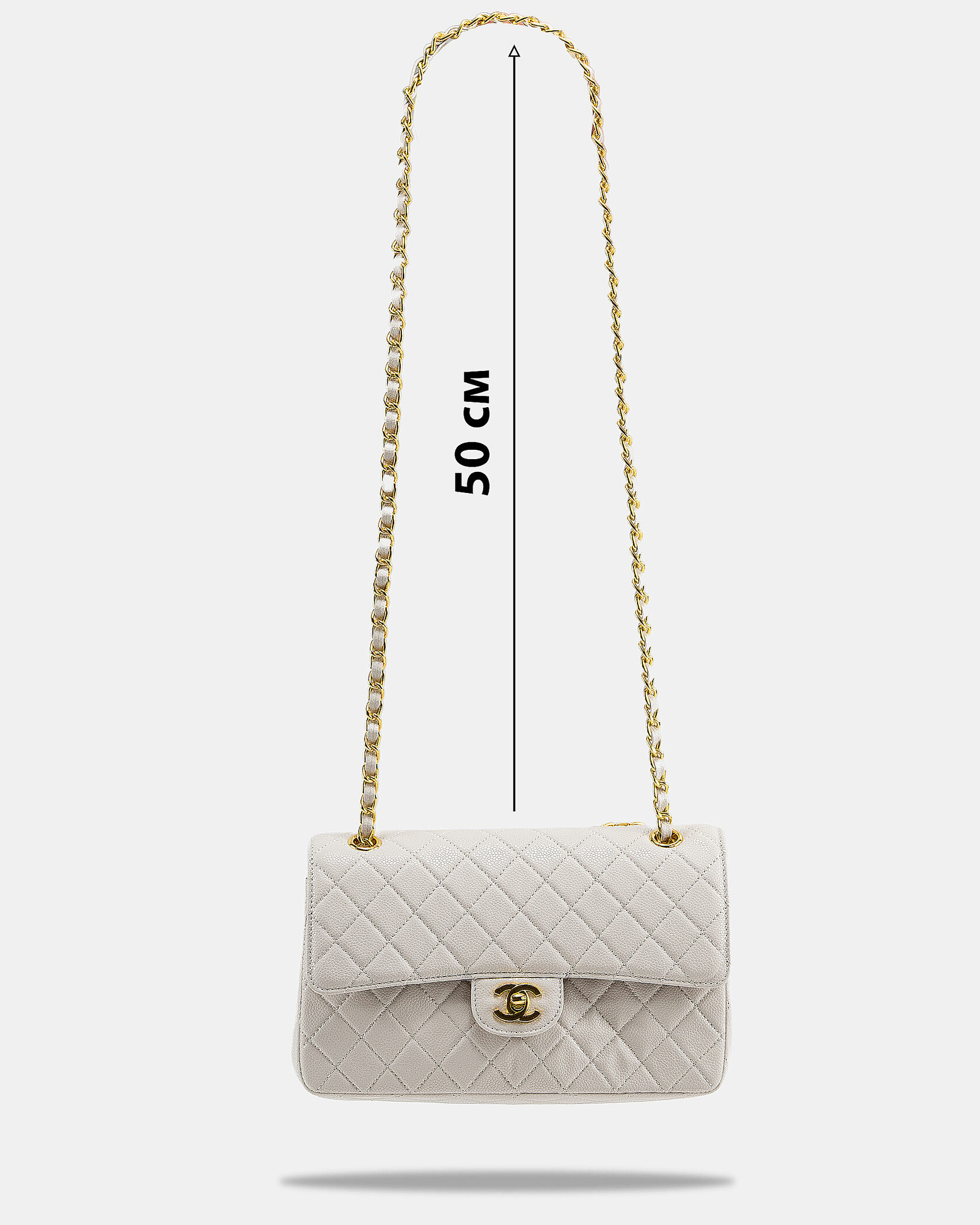 Chanel Classic 2.55 Medium Double Flap in White/Gold - 4