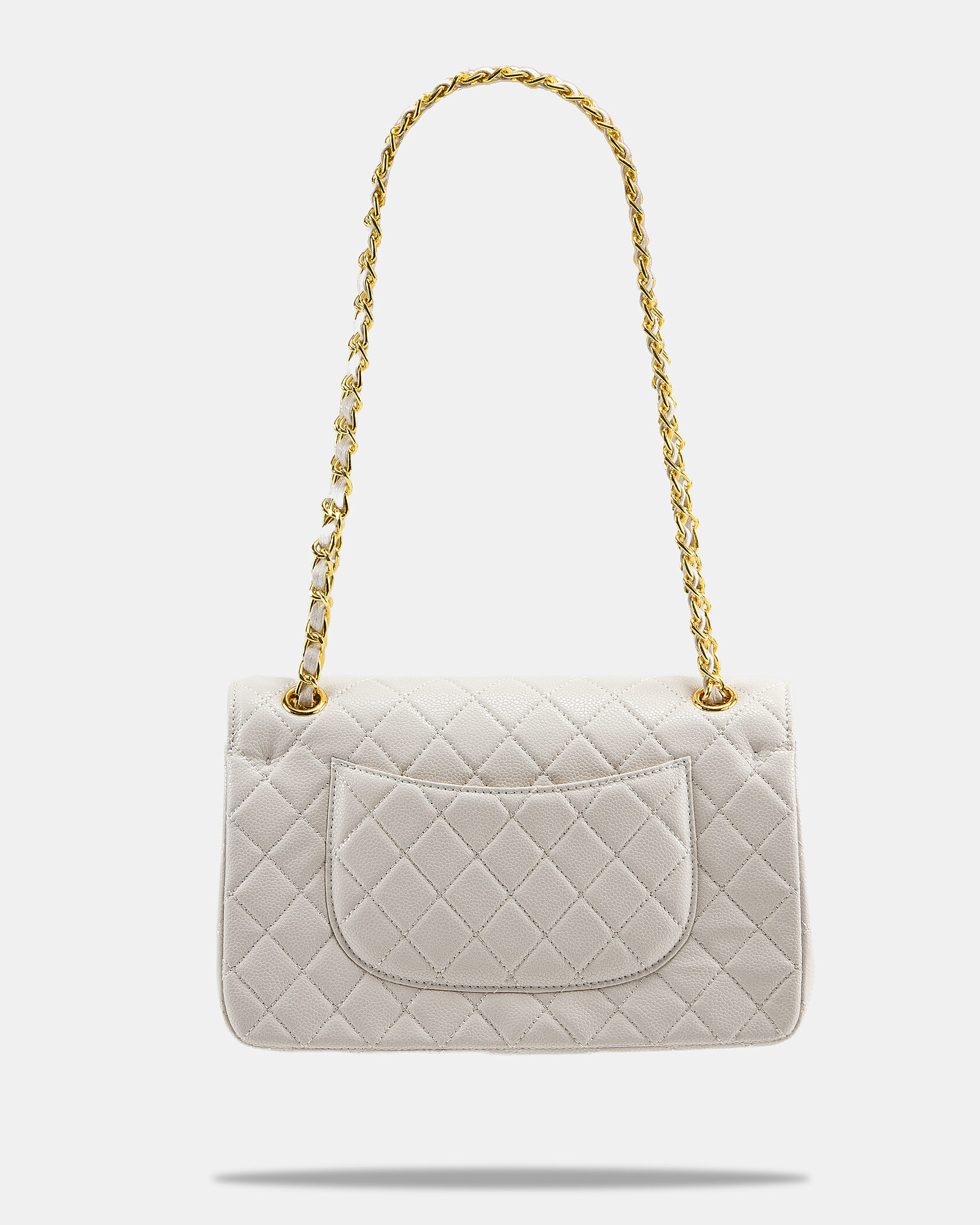 Chanel Classic 2.55 Medium Double Flap in White/Gold - 8
