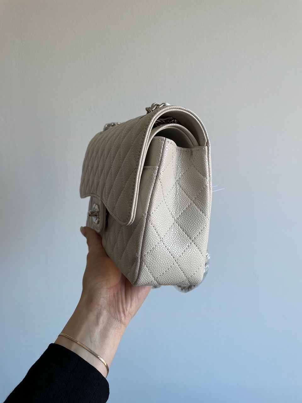 Chanel Classic 2.55 Medium Double Flap in White/Silver - 16