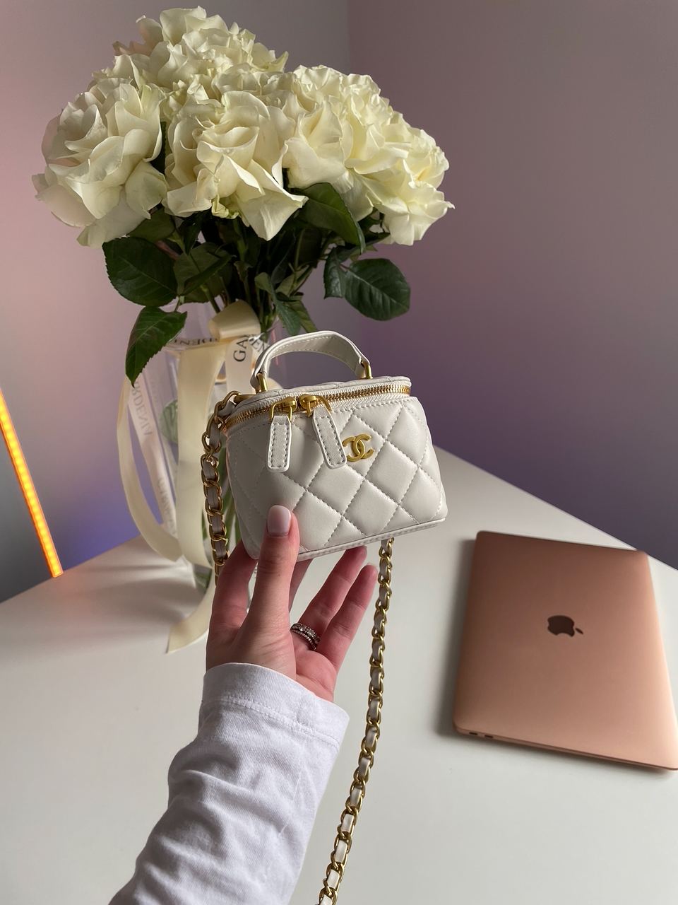 Chanel Classic Beige Lambskin Pearl Crush Mini Vanity Case - 4