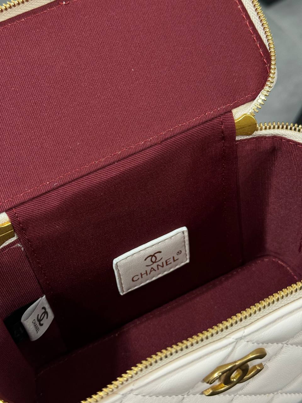 Chanel Classic Beige Lambskin Pearl Crush Vanity Bag - 6