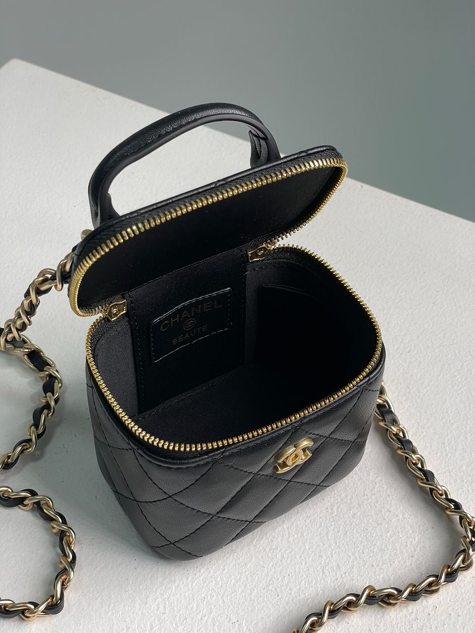 Chanel Classic Black Lambskin Pearl Crush Mini Vanity Case - 12