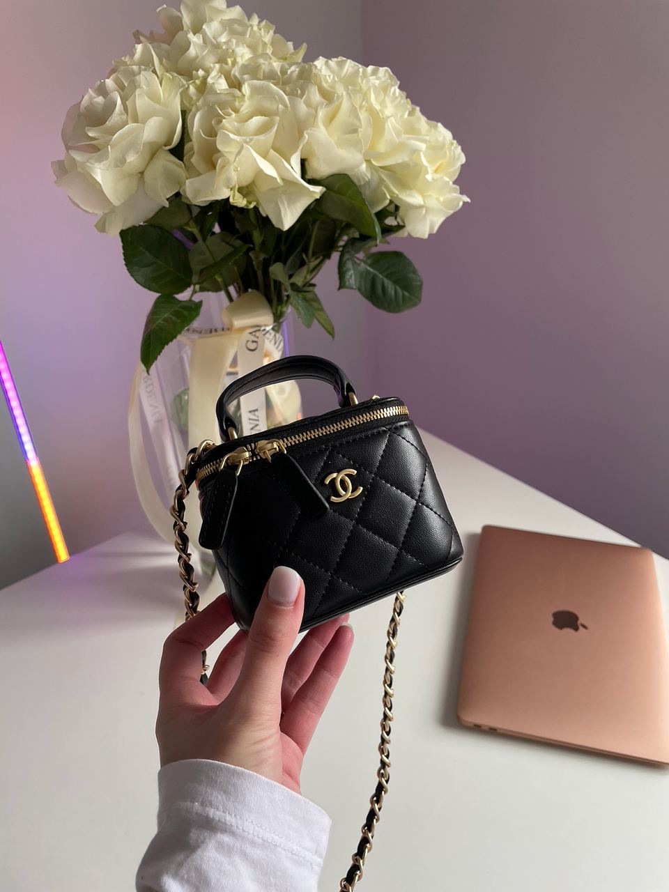 Chanel Classic Black Lambskin Pearl Crush Mini Vanity Case - 3