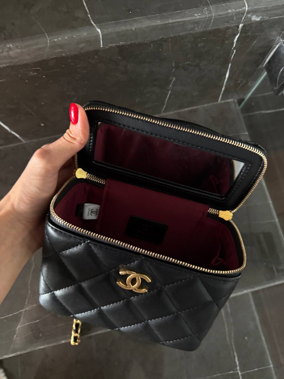 Chanel Classic Black Lambskin Pearl Crush Vanity Bag - 4