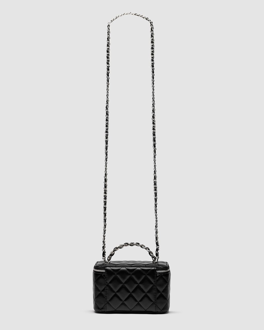 Chanel Classic Black Lambskin Pearl Crush Vanity Bag Silver - 13