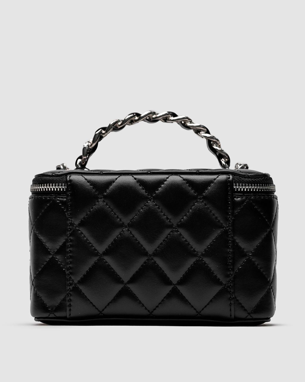 Chanel Classic Black Lambskin Pearl Crush Vanity Bag Silver - 15