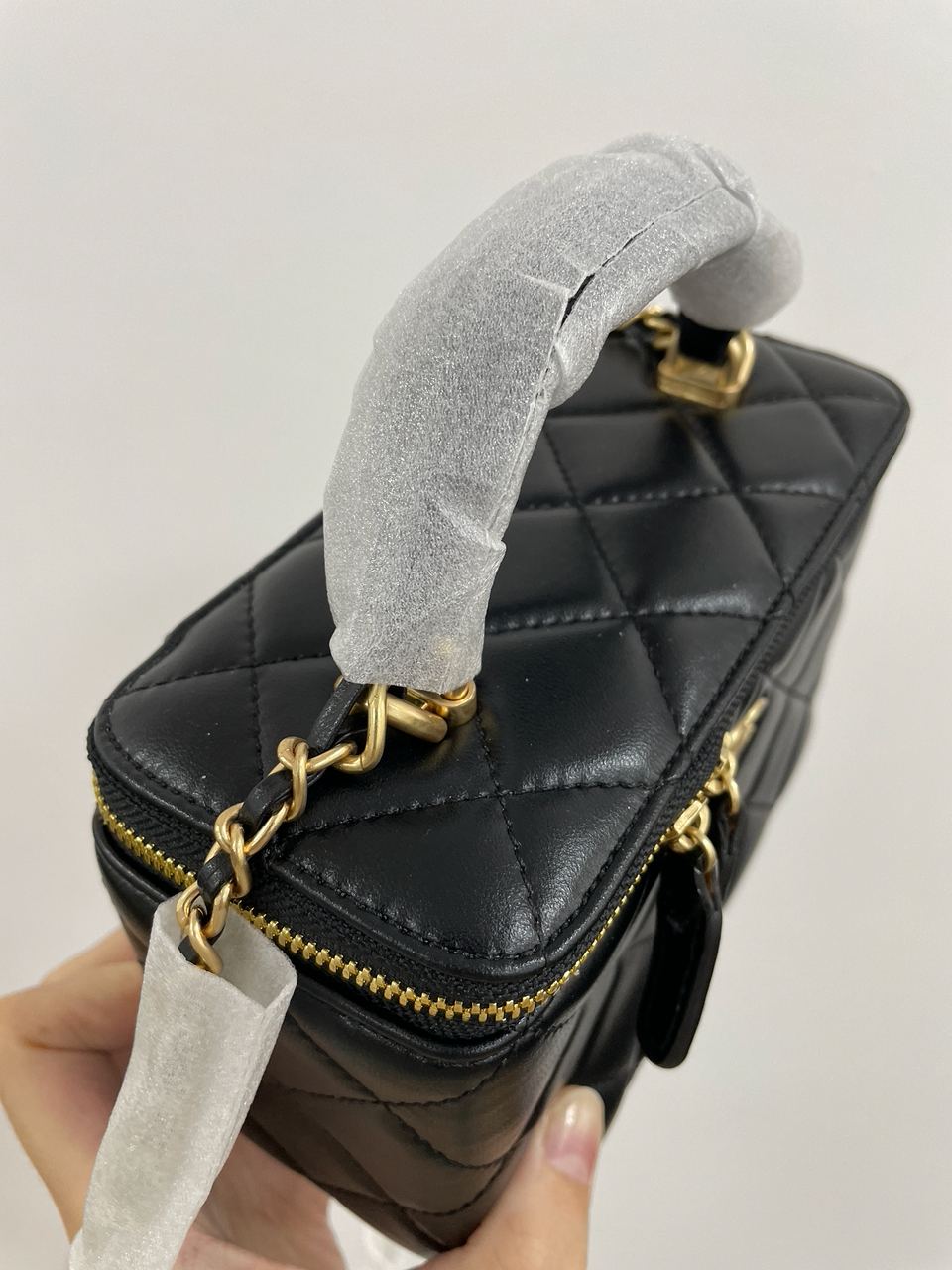 Chanel Classic Black Lambskin Pearl Crush Vanity Bag - 8