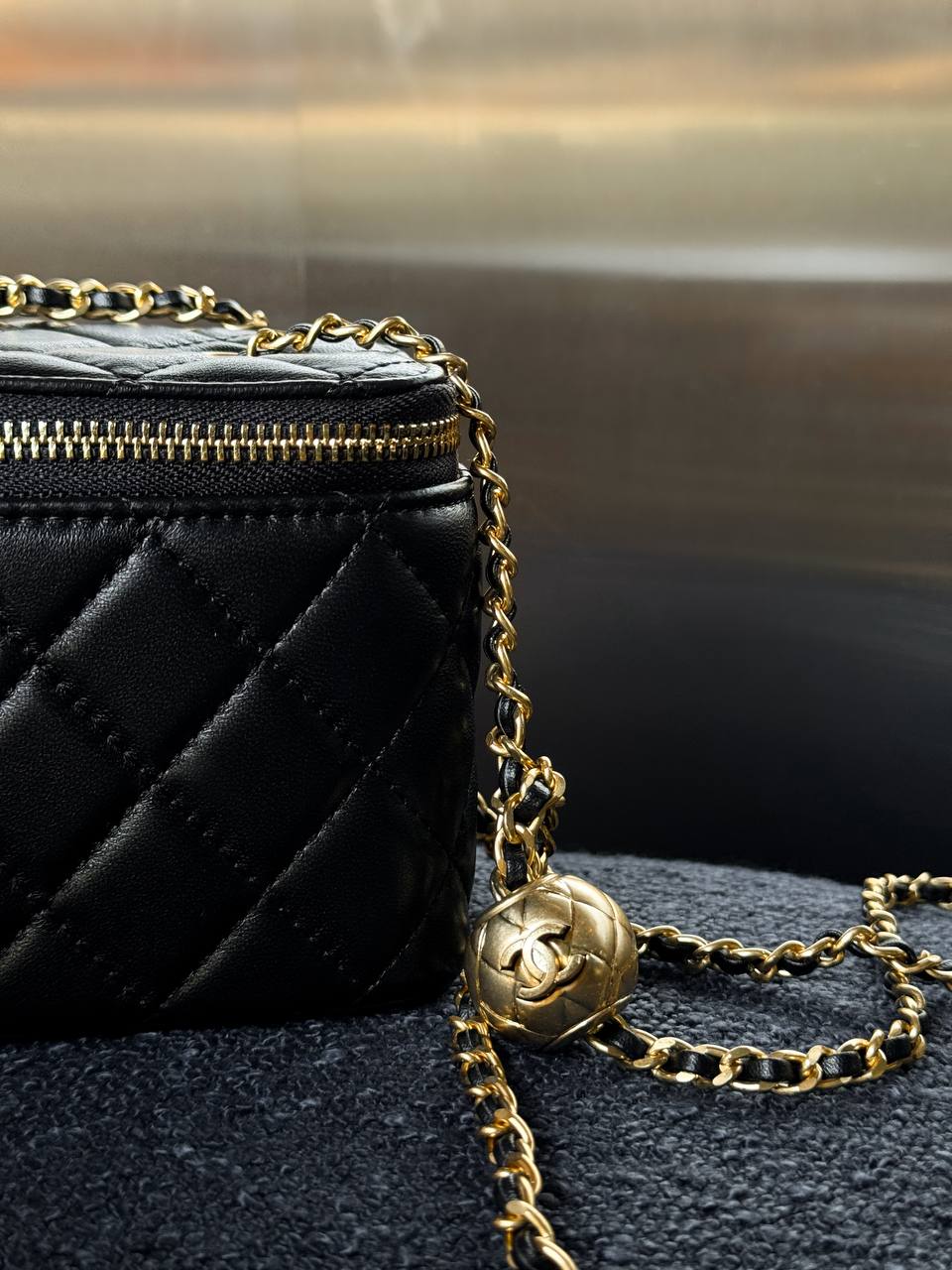 Chanel Classic Black Lambskin Pearl Crush Vanity - 11