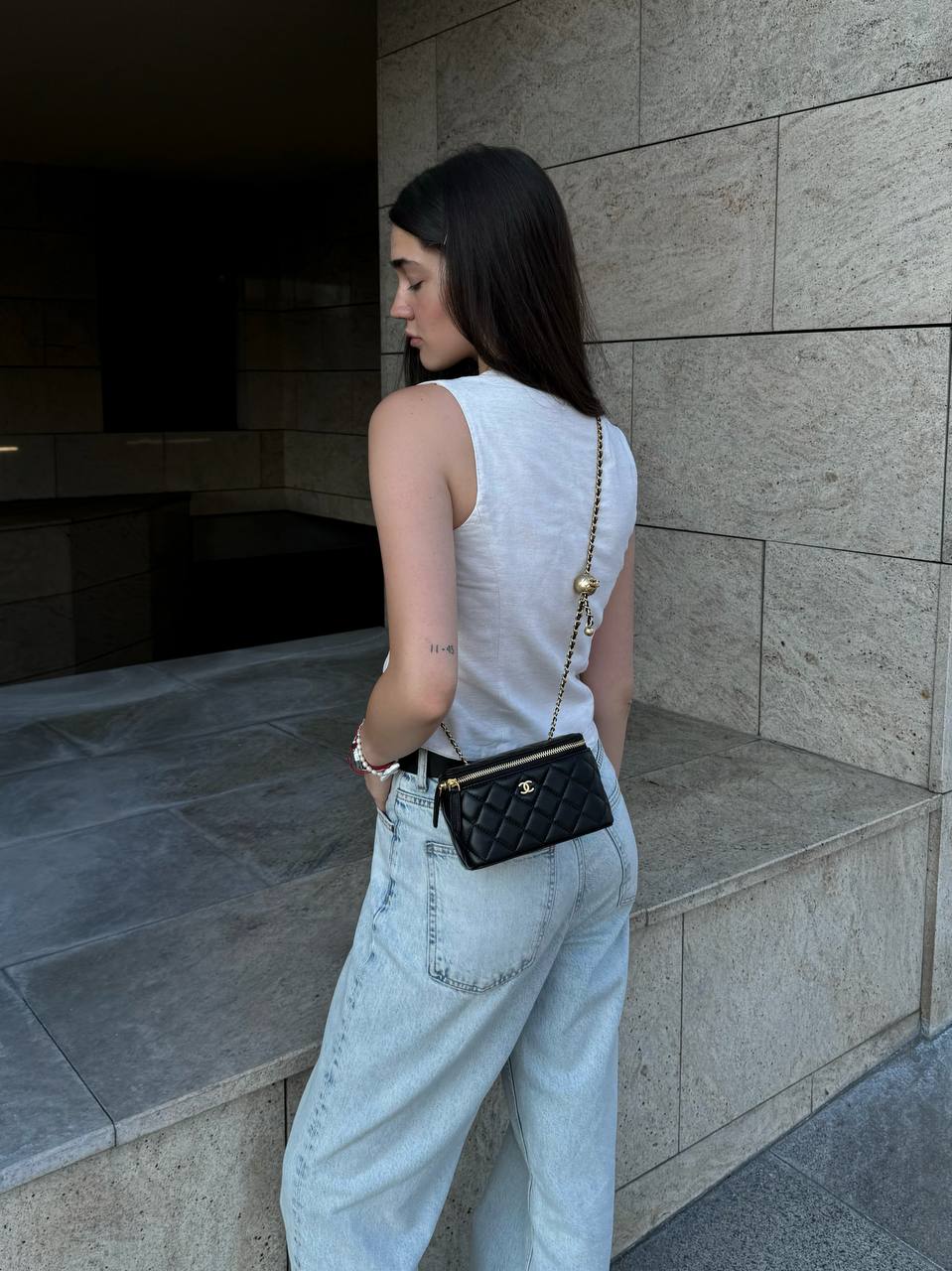 Chanel Classic Black Lambskin Pearl Crush Vanity - 17