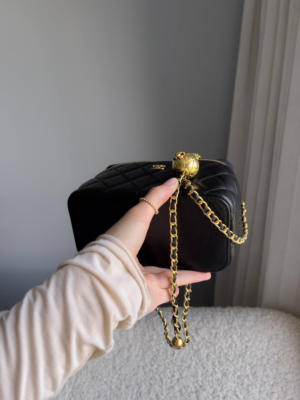 Chanel Classic Black Lambskin Pearl Crush Vanity - 23