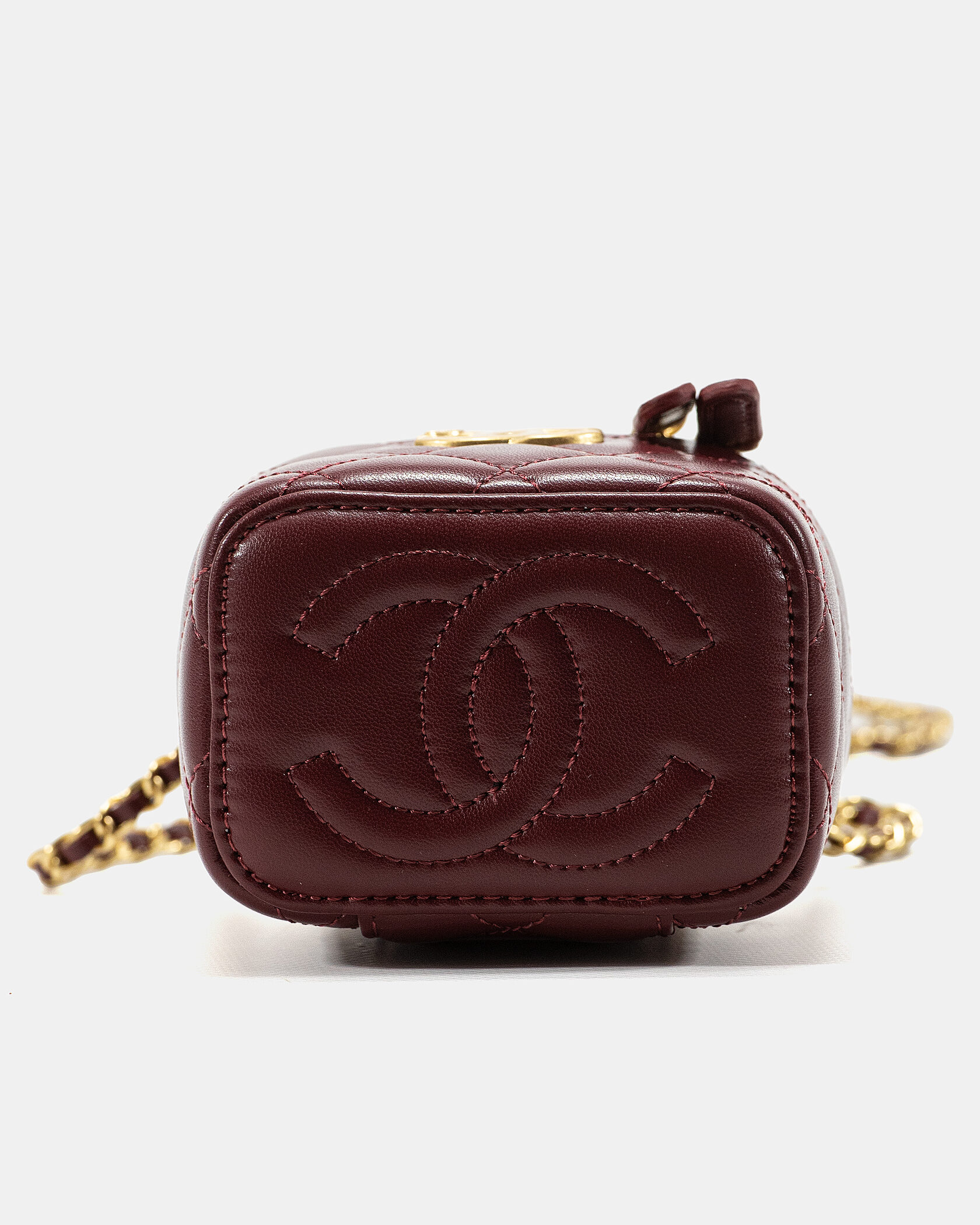 Chanel Classic Burgundy Lambskin Pearl Crush Mini Vanity Case - 8