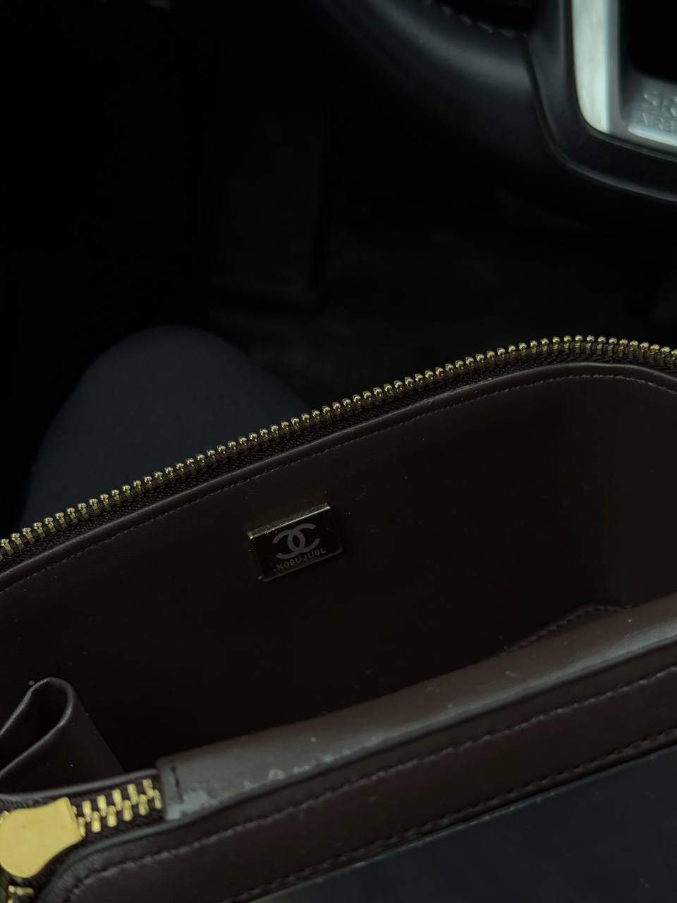 Chanel Classic Chocolate Lambskin Pearl Crush Vanity Bag - 6