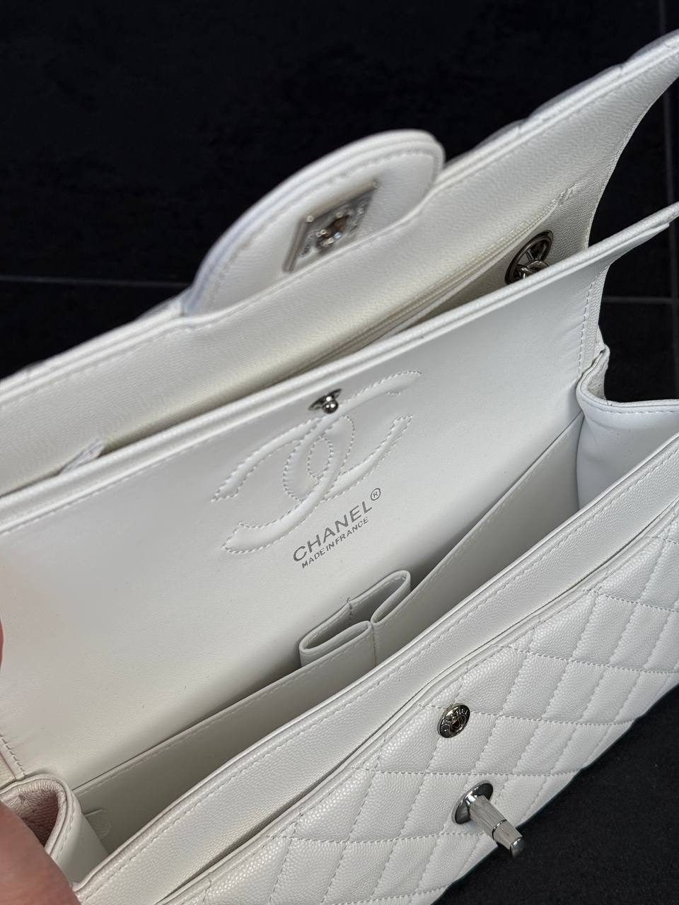 Chanel Classic Flap Bag In White - 8