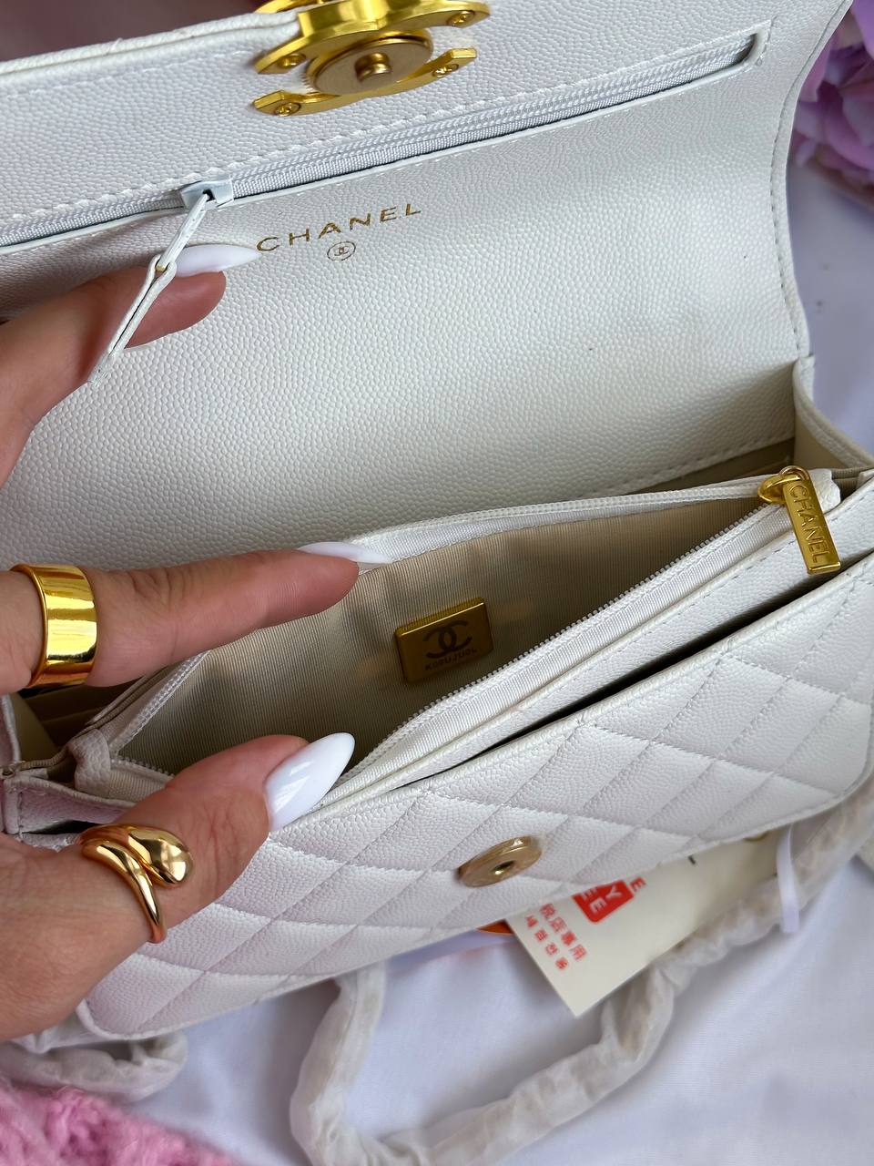 Chanel Classic Flap Mini White Caviar - 6