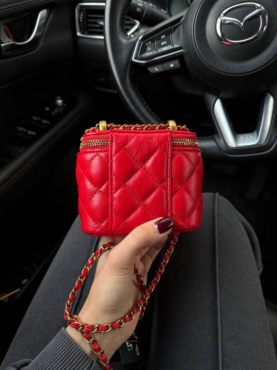 Chanel Classic Red Lambskin Pearl Crush Mini Vanity Case - 10
