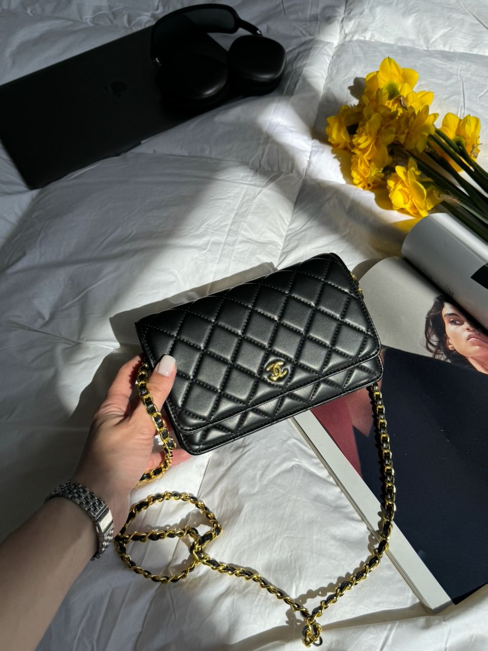 Chanel Classic Wallet on Chain Black/Gold - 6