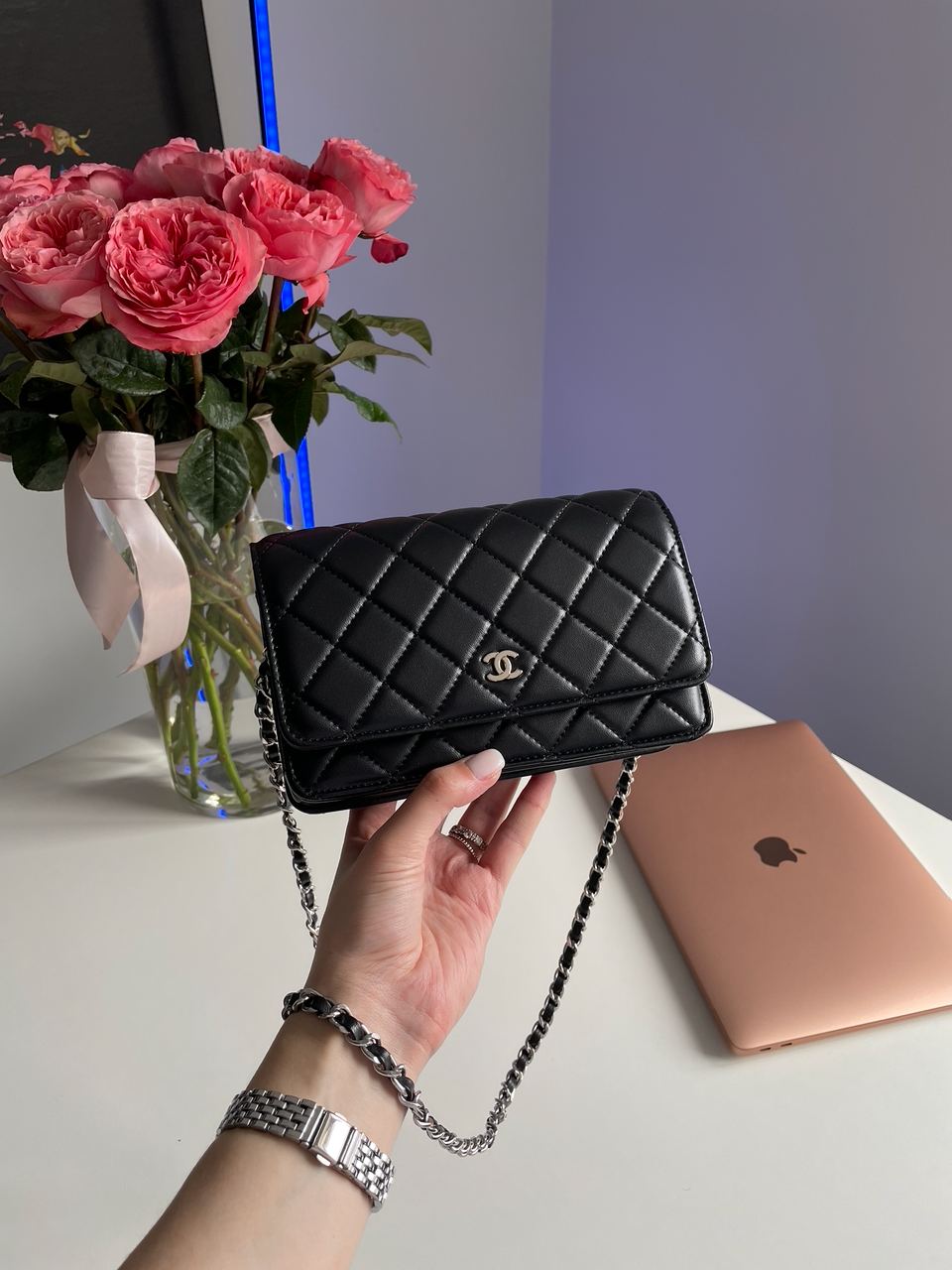 Chanel Classic Wallet on Chain Black/Silver - 5