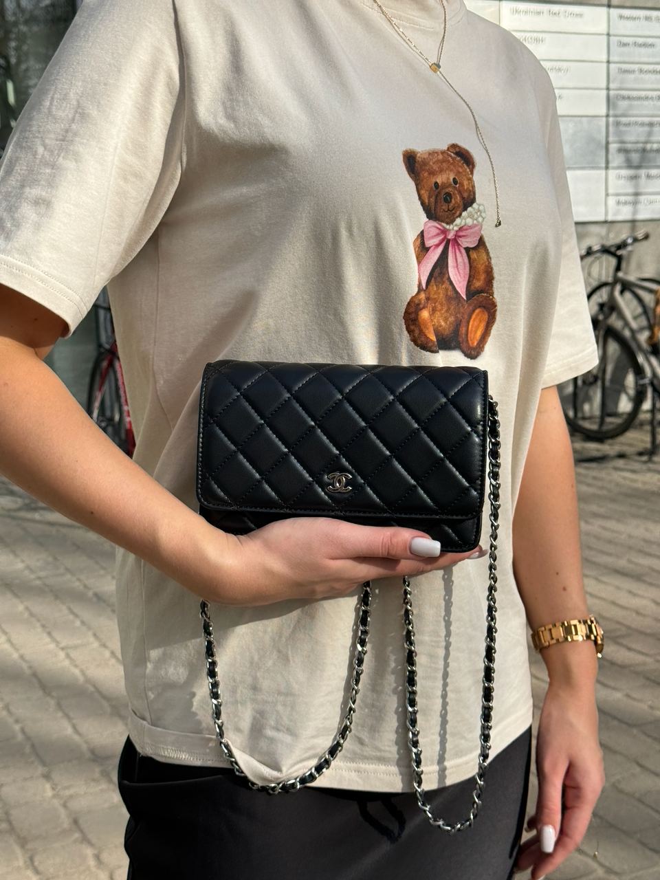 Chanel Classic Wallet on Chain Black/Silver - 7