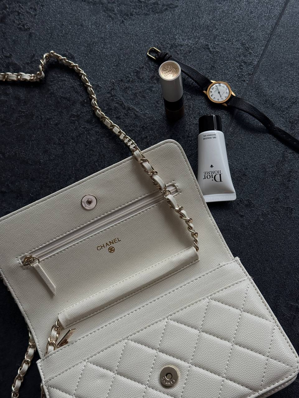 Chanel Classic Wallet on Chain Quilted Caviar Milk/Gold - 10