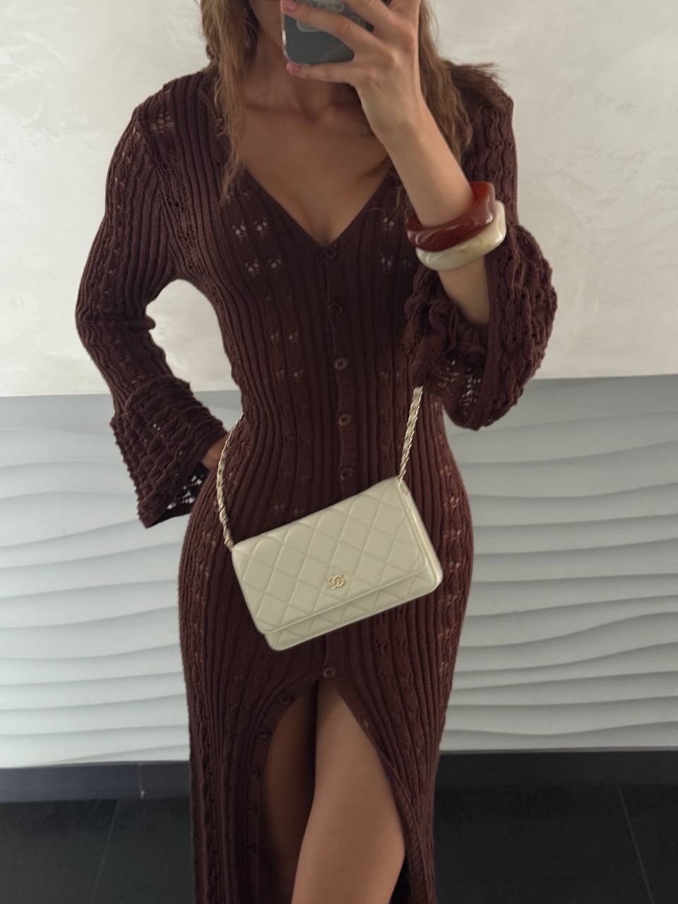 Chanel Classic Wallet on Chain Quilted Caviar Milk/Gold - 2