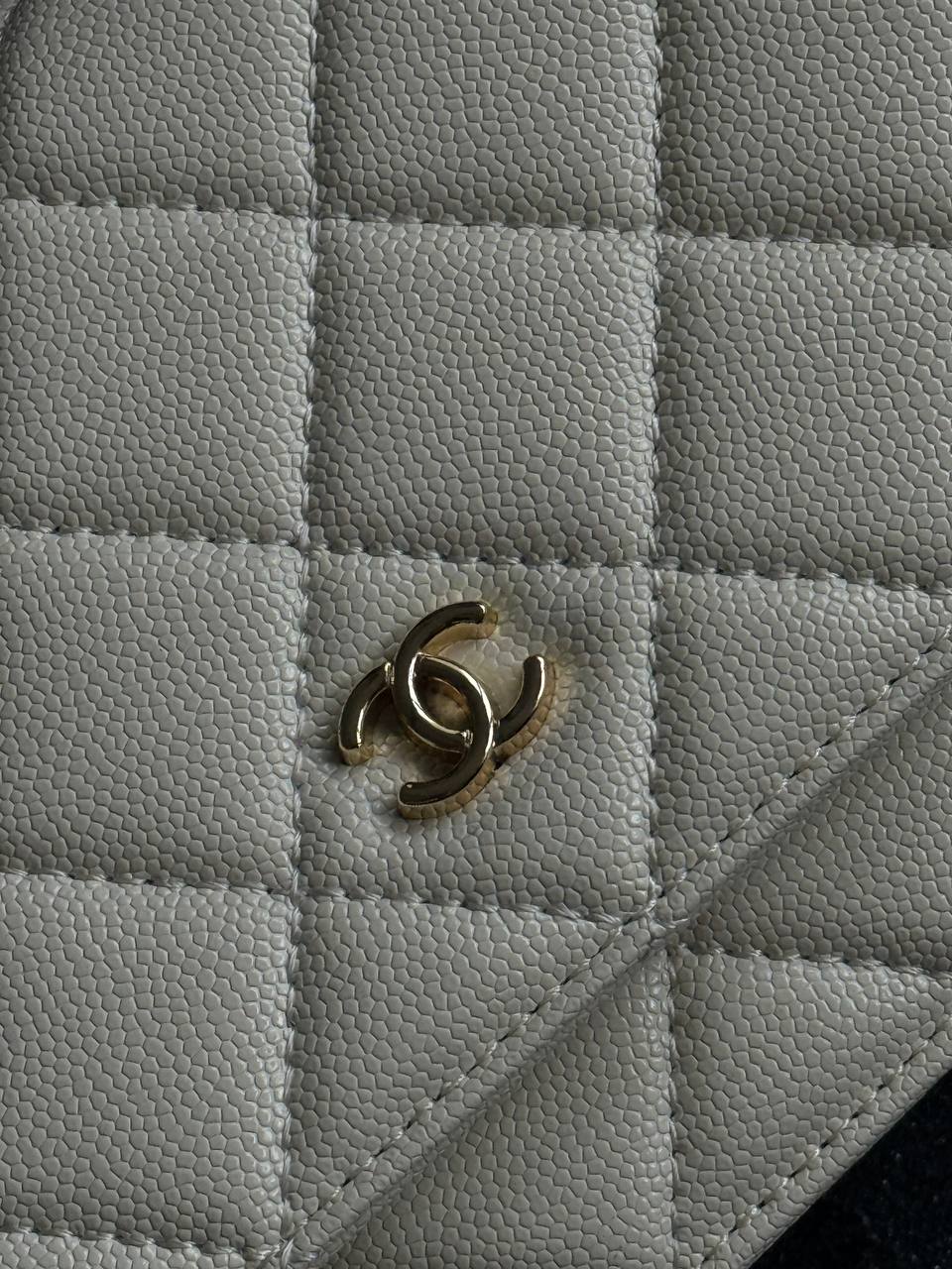 Chanel Classic Wallet on Chain Quilted Caviar Milk/Gold - 7