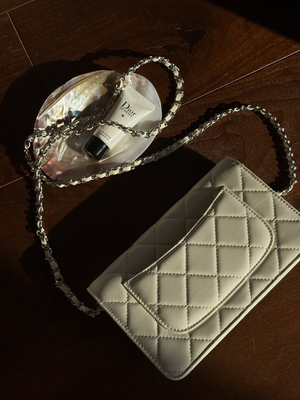 Chanel Classic Wallet on Chain Quilted Caviar White/Silver - 10
