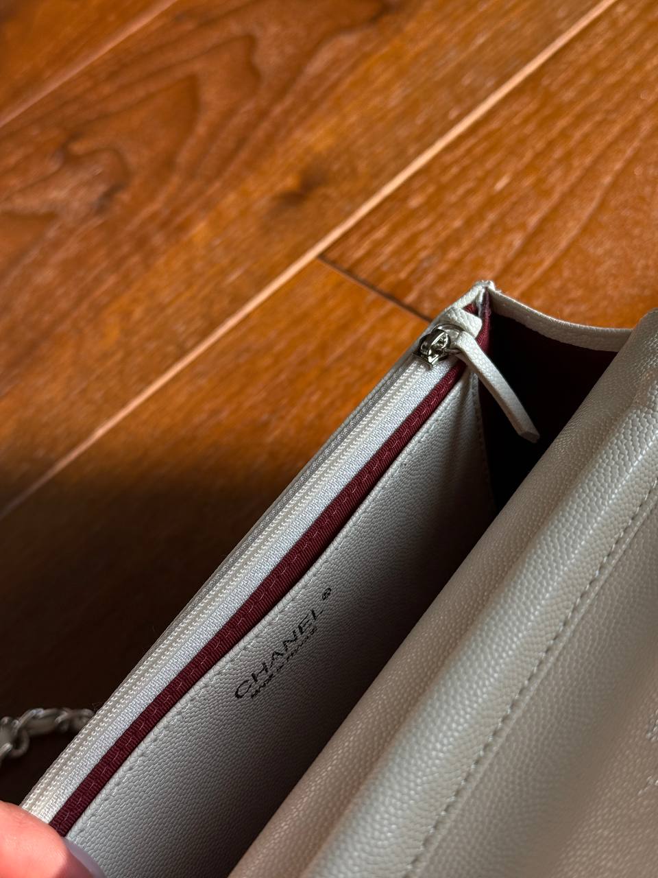 Chanel Classic Wallet on Chain Quilted Caviar White/Silver - 14