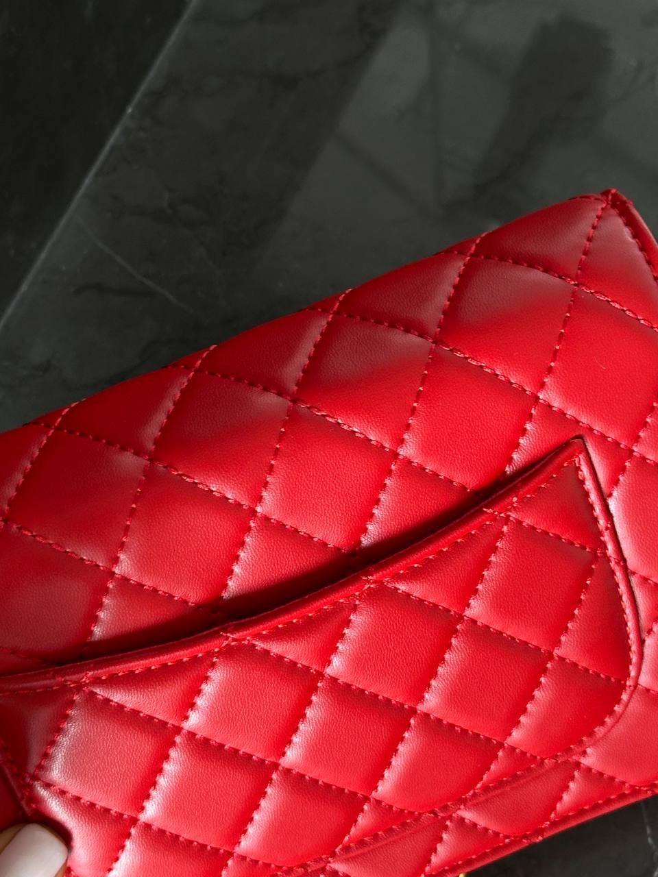 Chanel Classic Wallet On Chain Red Lambskin - 6