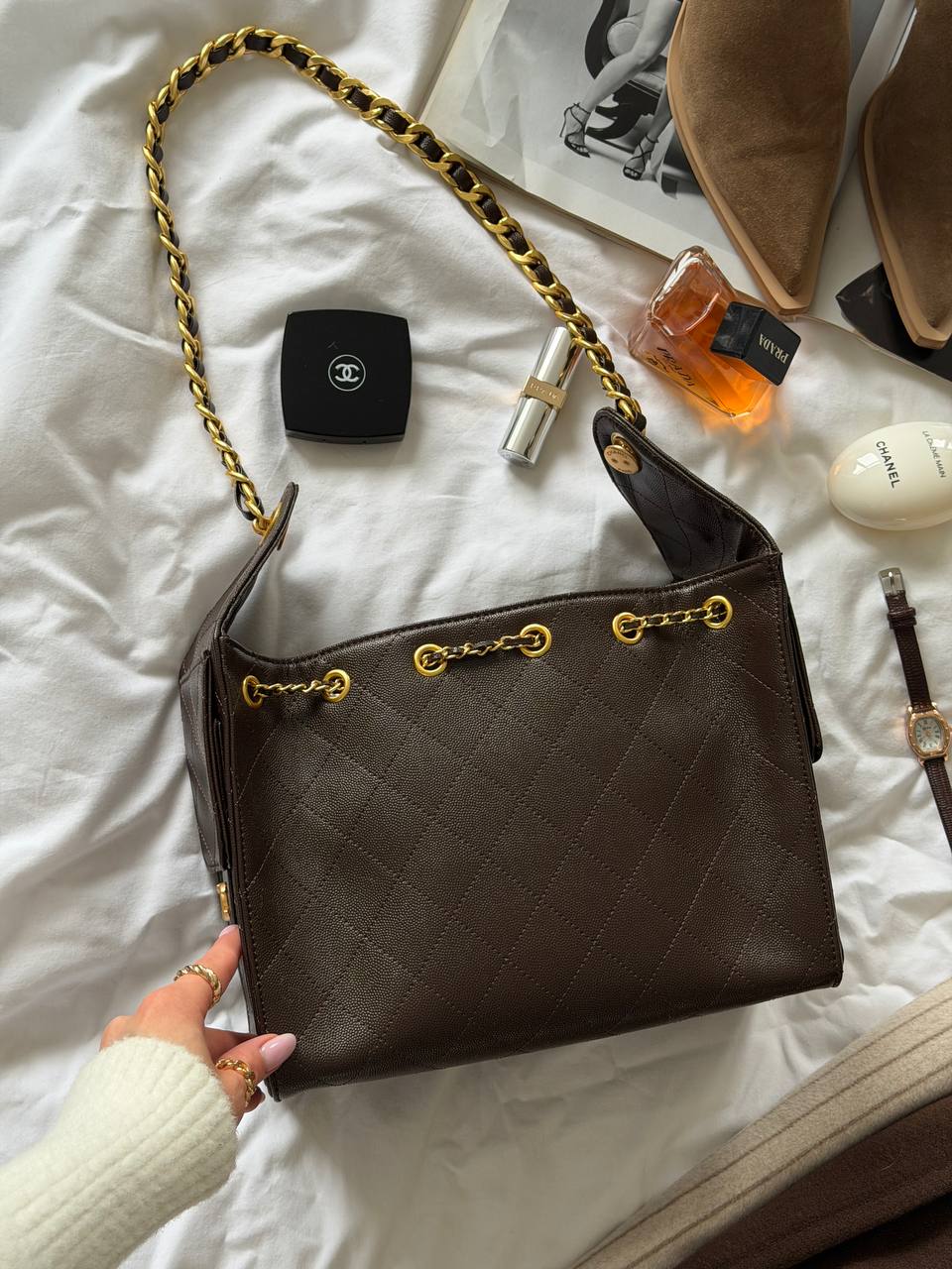 Chanel Handbag in Grained Calfskin Brown/Gold - 10