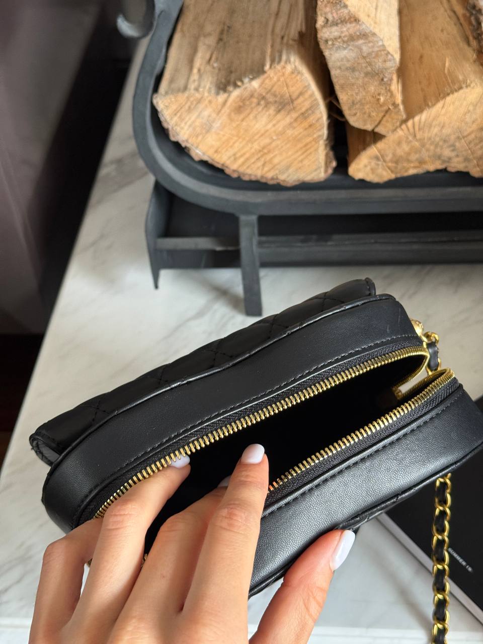 Chanel Heart Chain Clutch Bag Black - 12