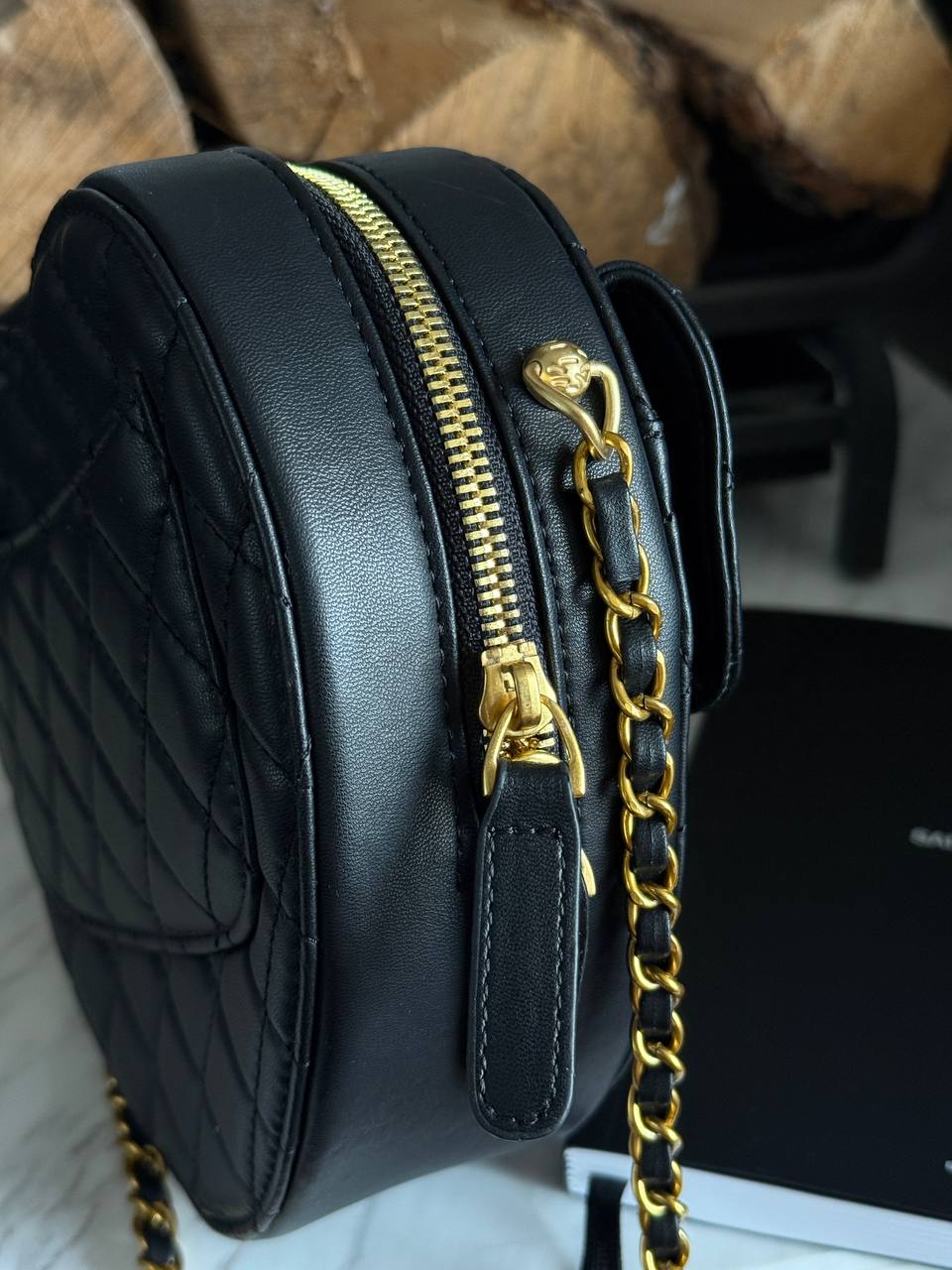 Chanel Heart Chain Clutch Bag Black - 7