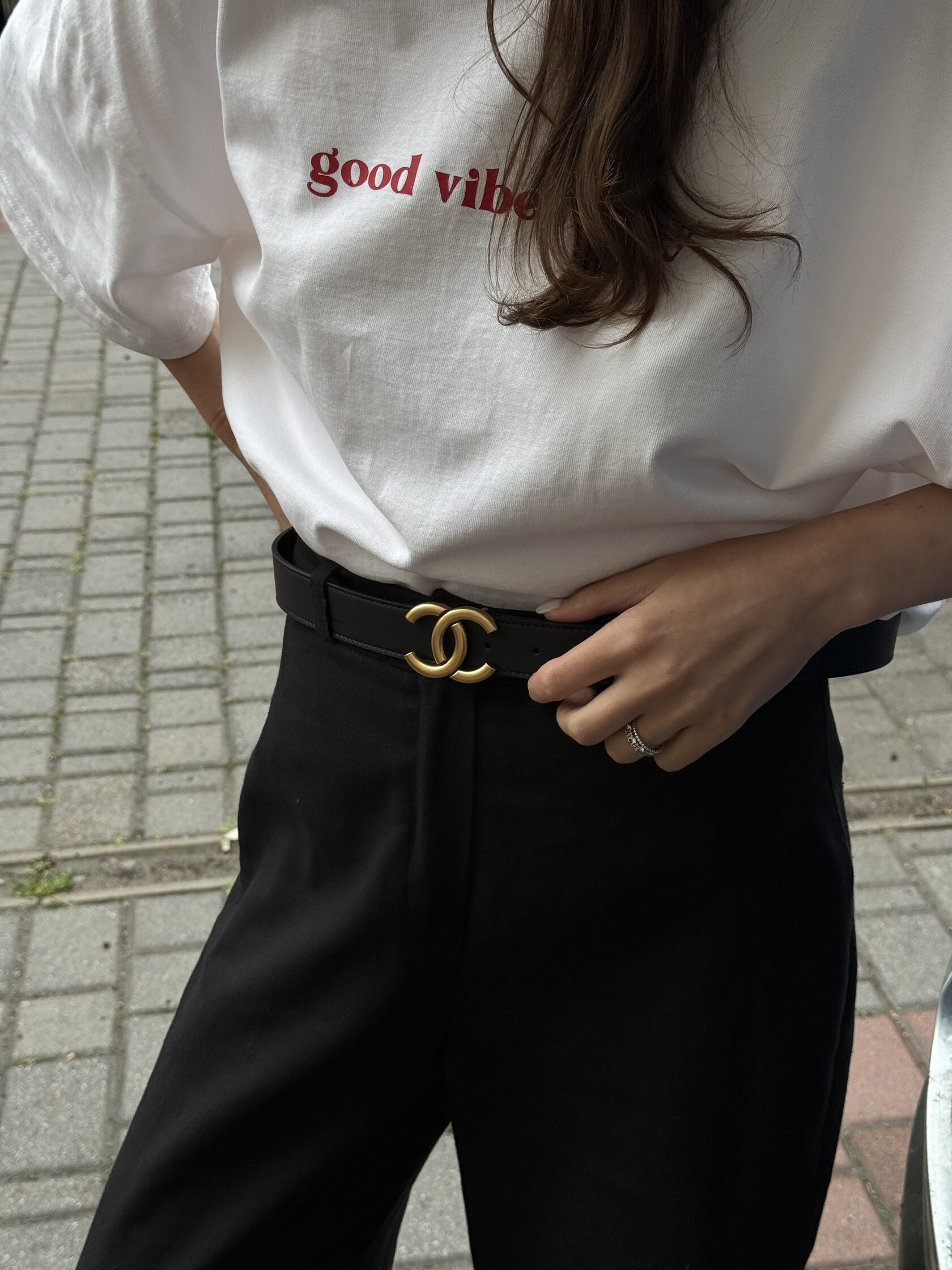 Chanel Leather Belt Black/Gold - 15