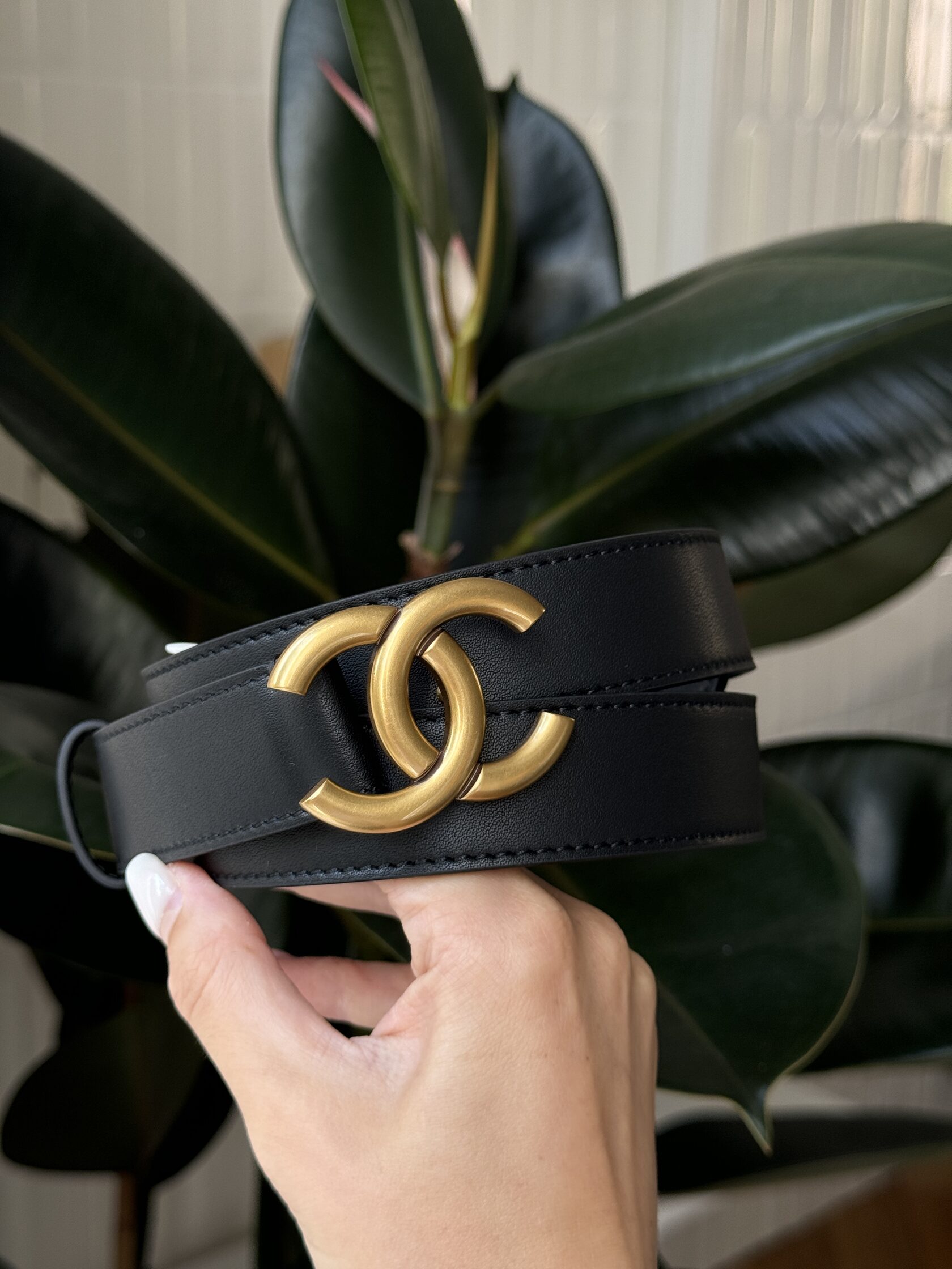 Chanel Leather Belt Black/Gold - 5