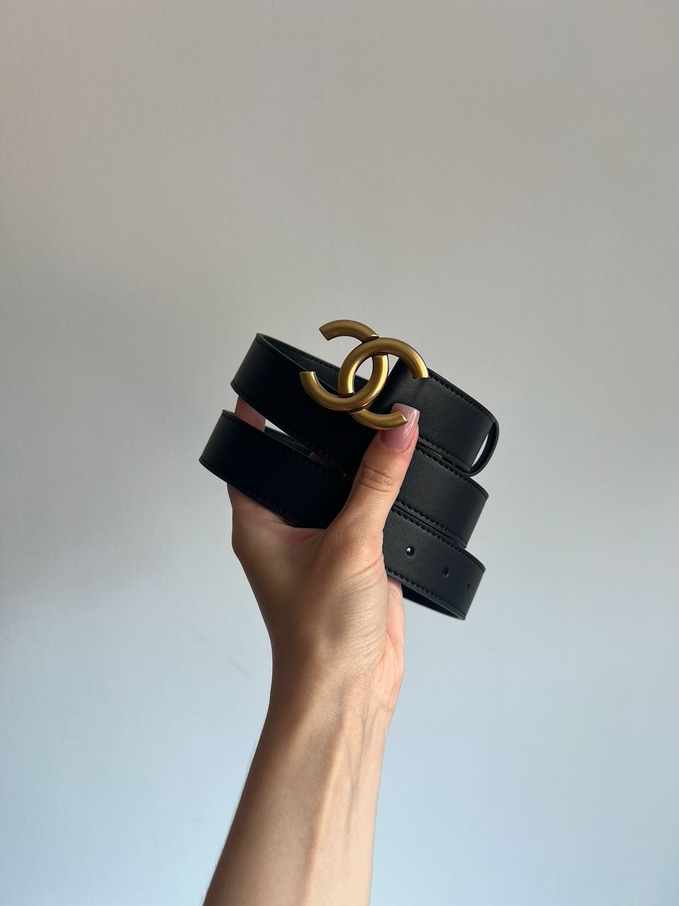 Chanel Leather Belt Black/Gold - 8