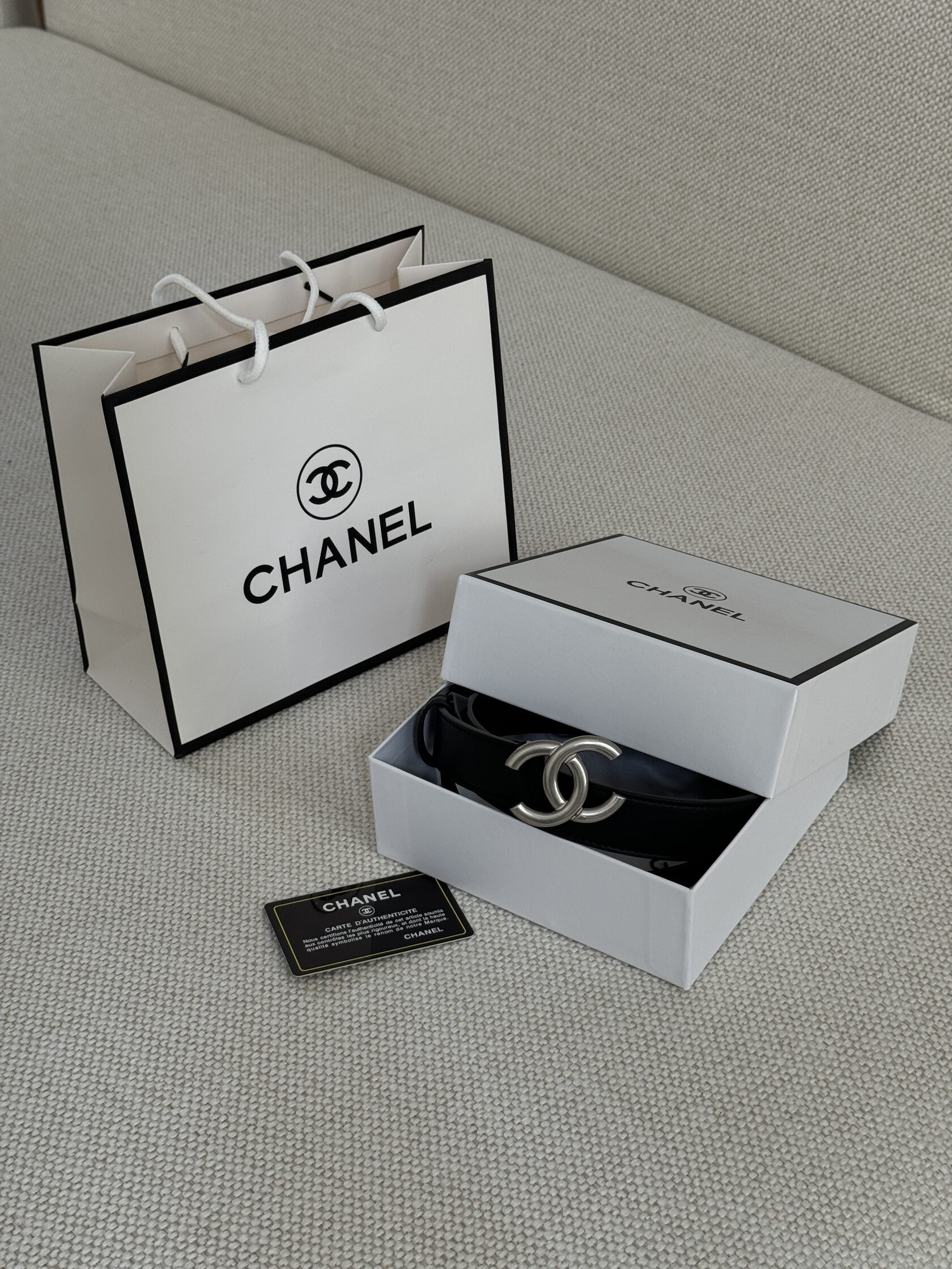 Chanel Leather Belt Black/Silver - 15