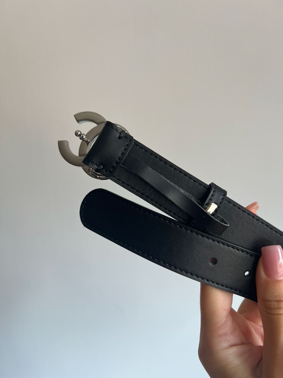 Chanel Leather Belt Black/Silver - 17