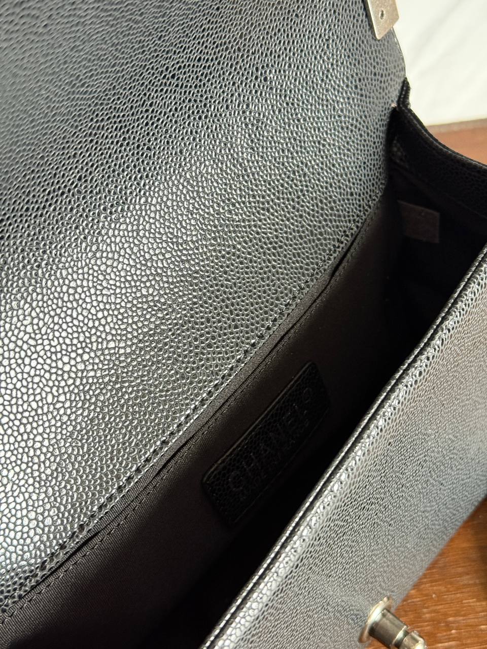Chanel Medium Boy Black/Silver Caviar RHW - 8