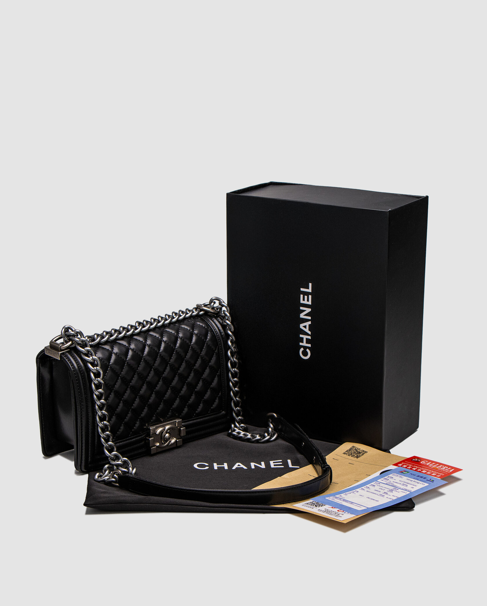 Chanel Medium Boy Black/Silver Caviar RHW Smooth Skin - 2
