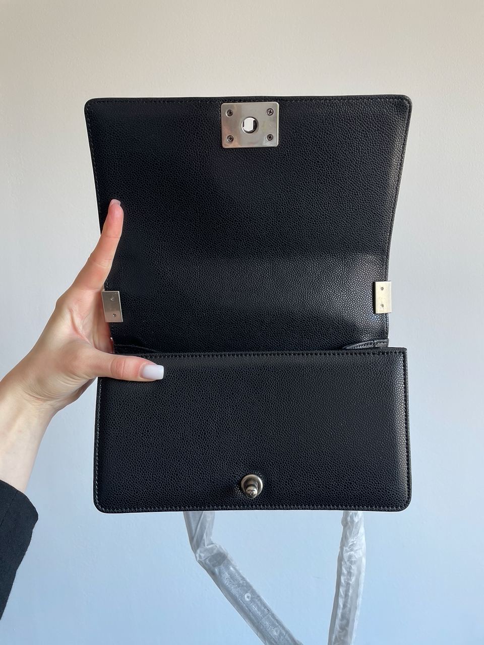 Chanel Medium Boy Black/Silver Caviar RHW - 24