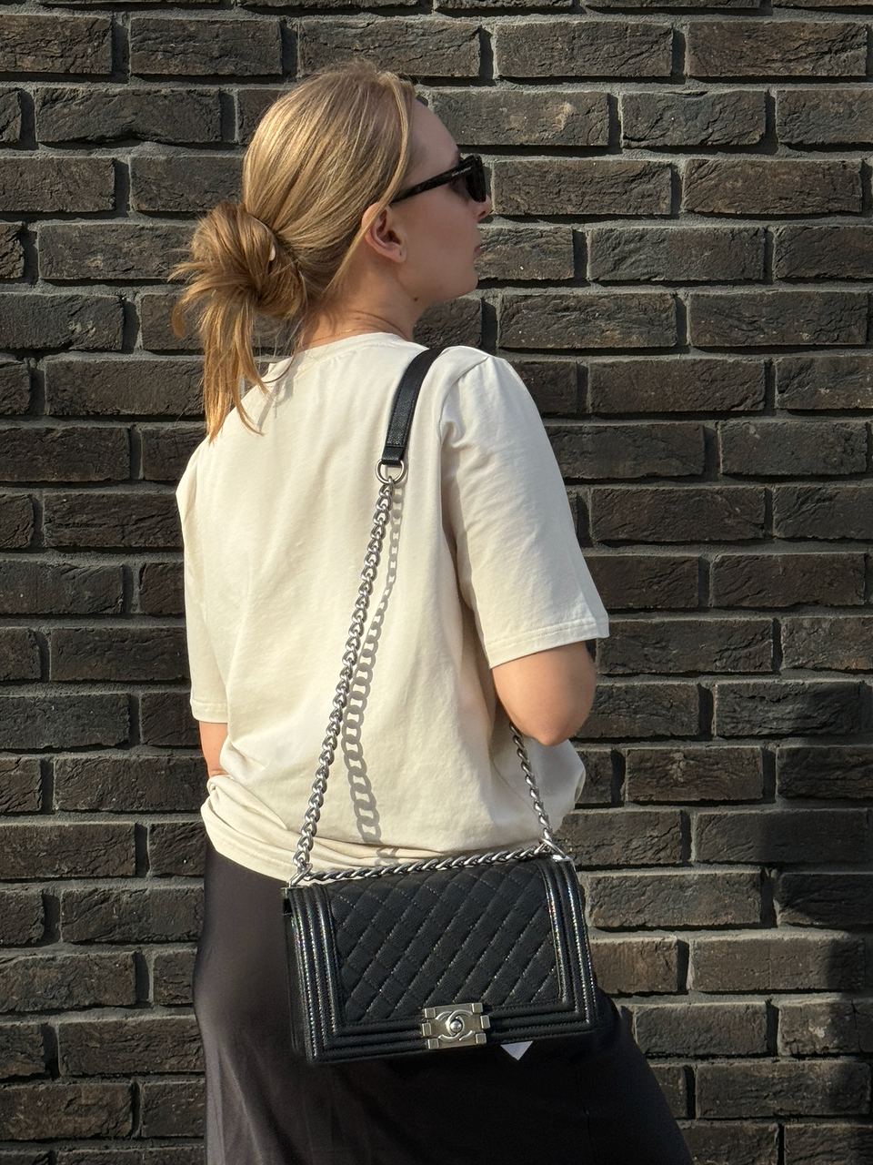 Chanel Medium Boy Black/Silver Caviar RHW - 9