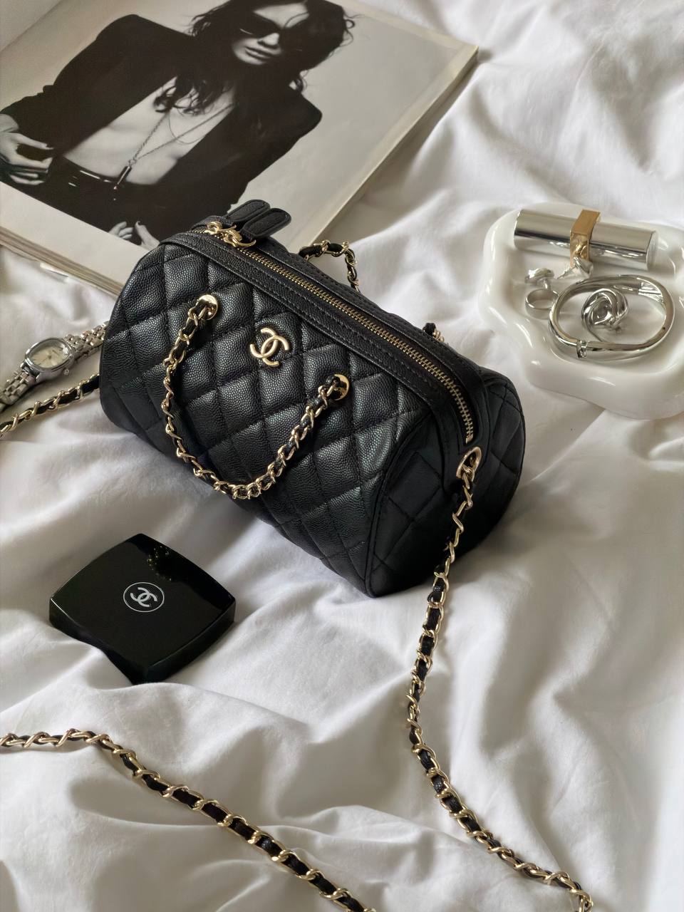 Chanel Mini Boston Chain Shoulder bag Black/Gold - 5
